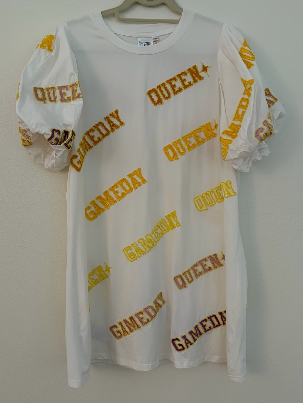 Queen of Sparkles ✨ White Gameday Queen XL Dress LSU Tigers Purple Gold VGUC